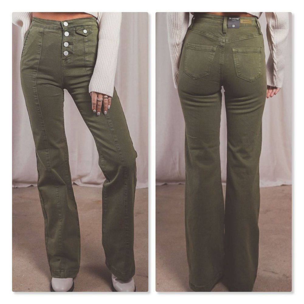 NEW! Blank NYC | 'The Delancey' Wide Leg Flared Jeans - size 31 in Green